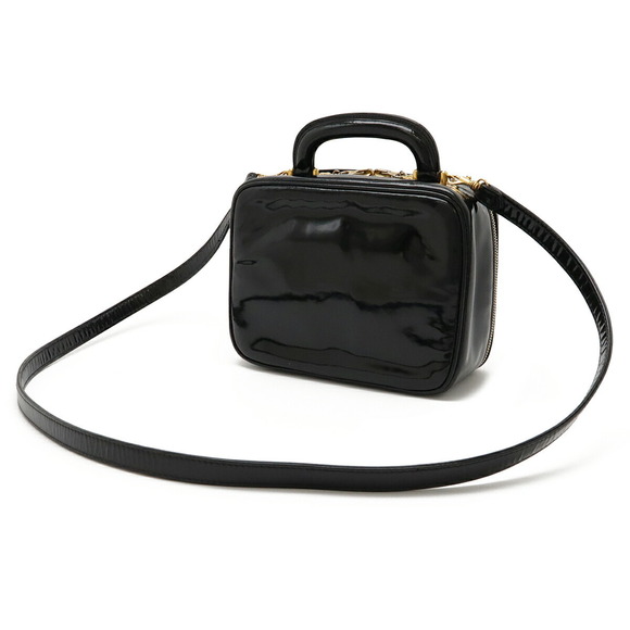 CHANEL Coco Mark Vanity Bag Handbag Shoulder Bag Patent Vernis Black - Picture 2 of 9